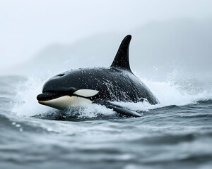 Obraz premium Playful Orca Surfacing in the Ocean