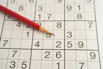 Sudoku puzzle, game to play for keep you brain younger for developing Alzheimer disease in senior patient.
