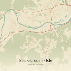 Obraz premium Vintage map of Marsac-sur-l'Isle, France.