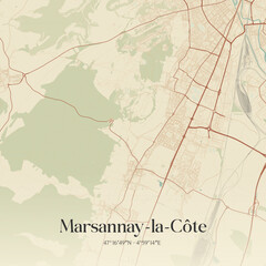 Fototapeta premium Vintage map of Marsannay-la-Côte, France.