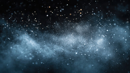 Obraz premium Ethereal Starry Background with Glowing Particles and Soft Blue Dust Creating a Mystical Ambience for Artistic and Creative Projects