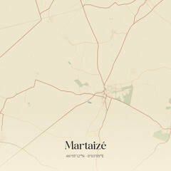 Vintage map of Martaiz&eacute;, France.