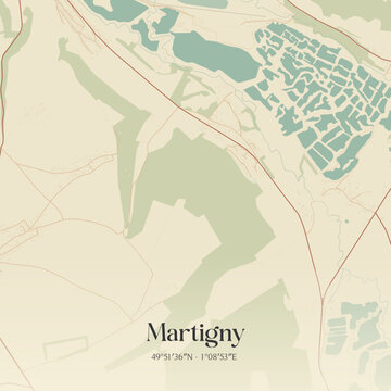 Vintage map of Martigny, France.