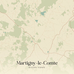 Obraz premium Vintage map of Martigny-le-Comte, France.