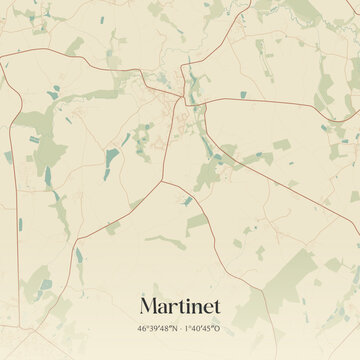 Vintage map of Martinet, France.