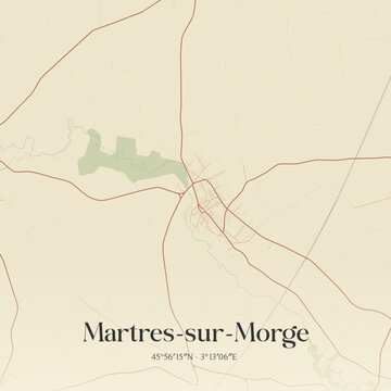 Vintage map of Martres-sur-Morge, France.