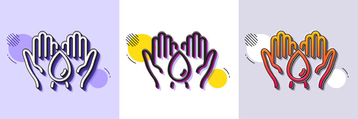 Safe water line icon. Halftone dotted pattern. Gradient icon with grain shadow. Fluid sign. Ecology energy symbol. Line safe water icon. Various designs. Vector