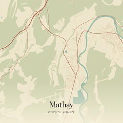 Obraz premium Vintage map of Mathay, France.