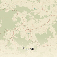 Fototapeta premium Vintage map of Matour, France.