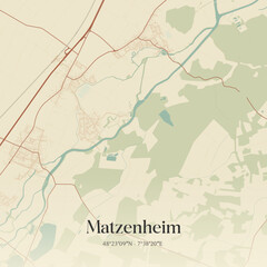 Obraz premium Vintage map of Matzenheim, France.