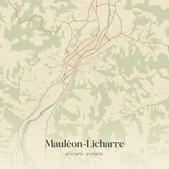 Fototapeta premium Vintage map of Mauléon-Licharre, France.