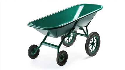 Garden metal wheelbarrow cart isolated on white background. 