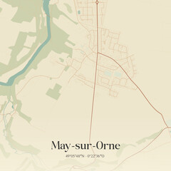 Fototapeta premium Vintage map of May-sur-Orne, France.