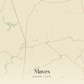 Vintage map of Maves, France.