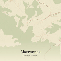 Obraz premium Vintage map of Mayronnes, France.