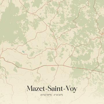 Vintage map of Mazet-Saint-Voy, France.