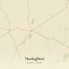 Fototapeta premium Vintage map of Mazinghien, France.