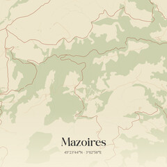 Obraz premium Vintage map of Mazoires, France.