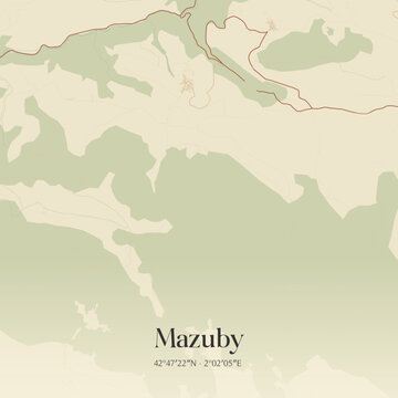 Vintage map of Mazuby, France.