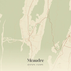 Fototapeta premium Vintage map of Méaudre, France.