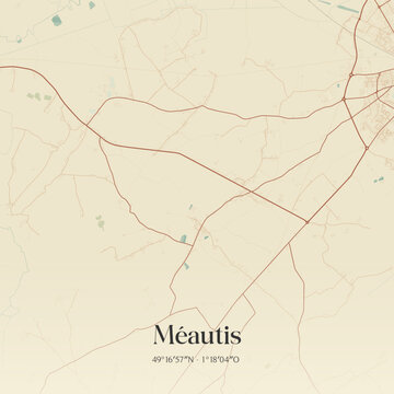 Vintage map of M&eacute;autis, France.