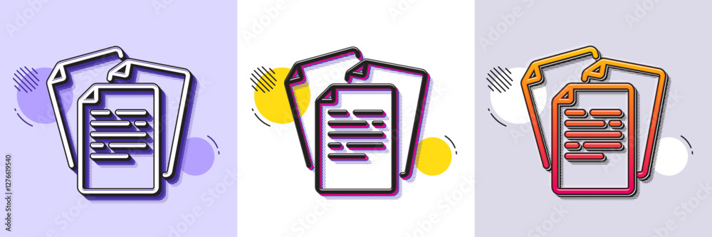 Poster documents line icon. halftone dotted pattern. gradient icon with grain shadow. doc file page sign. o