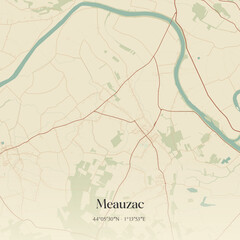 Obraz premium Vintage map of Meauzac, France.