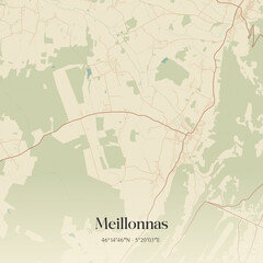 Obraz premium Vintage map of Meillonnas, France.
