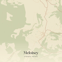 Obraz premium Vintage map of Meloisey, France.