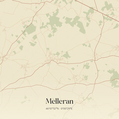 Obraz premium Vintage map of Melleran, France.