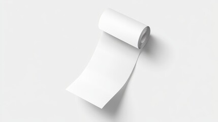 White toilet paper roll on light background with extended sheet display