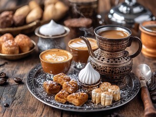 Fototapeta premium arabic coffee sweets iftar ramadan