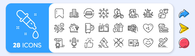 Image album, Music book and Squad line icons. Interest rate, AI generate, Inflation icons. Pack of Street light, Bike timer, Microphone icon. Vector