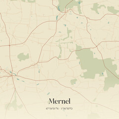 Fototapeta premium Vintage map of Mernel, France.