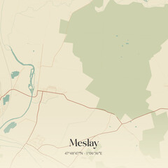 Obraz premium Vintage map of Meslay, France.
