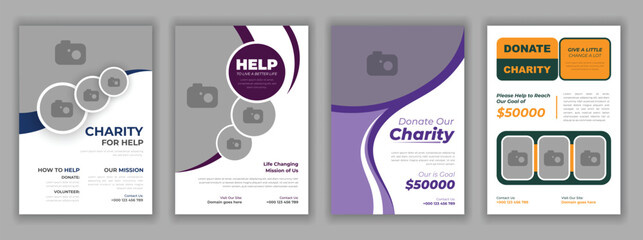 Charity Flyer Template for Nonprofit Organization Fundraising Donations Volunteer Support Community Awareness Social Welfare Event Design for Helping People and Making a Difference banner poster eps.