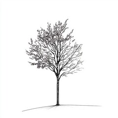 Fototapeta premium lone tree with simple line art