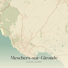 Fototapeta premium Vintage map of Meschers-sur-Gironde, France.