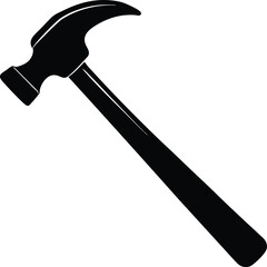 Hammer silhouette vector illustration, tool icon, carpenter hammer design, construction equipment, isolated vector, professional work, carpentry, silhouette art for industry.

