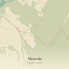 Obraz premium Vintage map of Meussia, France.