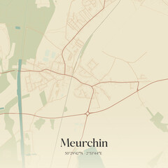 Obraz premium Vintage map of Meurchin, France.