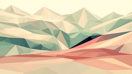 Abstract Polygonal Mountain Range Landscape Art