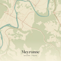 Fototapeta premium Vintage map of Meyronne, France.