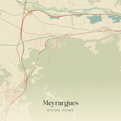 Fototapeta premium Vintage map of Meyrargues, France.