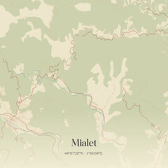 Obraz premium Vintage map of Mialet, France.