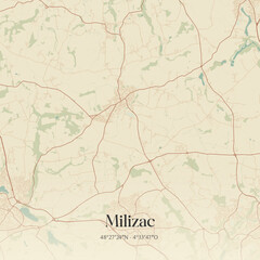 Obraz premium Vintage map of Milizac, France.