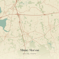 Fototapeta premium Vintage map of Miniac-Morvan, France.