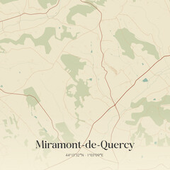 Obraz premium Vintage map of Miramont-de-Quercy, France.