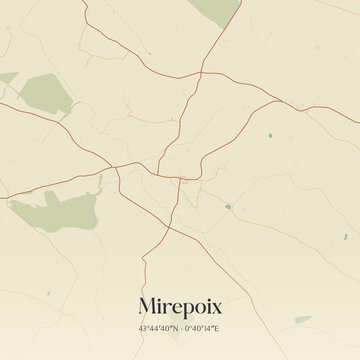 Vintage map of Mirepoix, France.