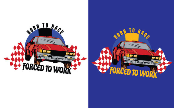 Car raching t-shirt design